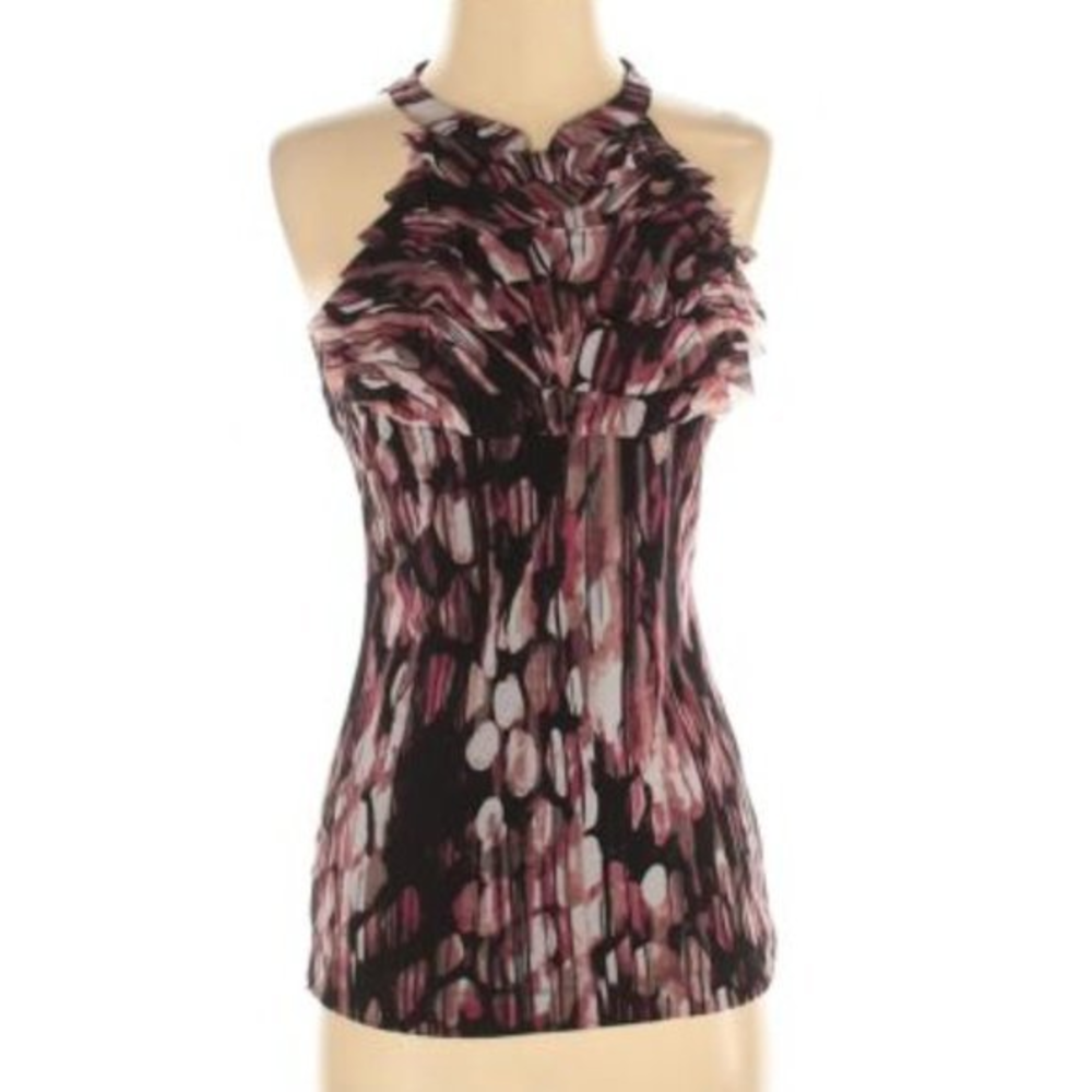 Women's‎ The Limited Black Abstract Floral Sleeveless Halter Top S